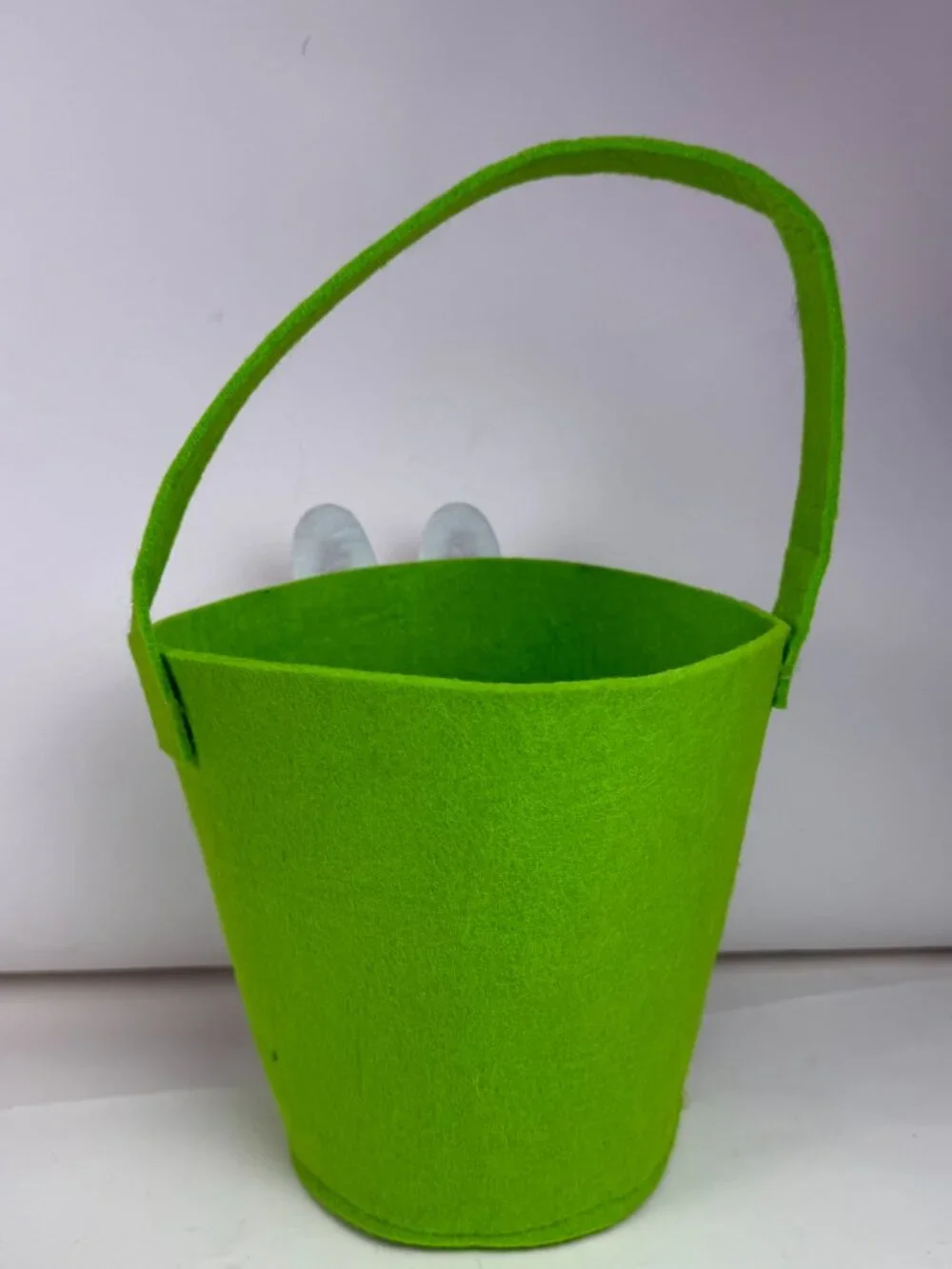 Easter Bunny Felt Basket Green Bowtie Kids Party Favor Treat Storage Bag Tote